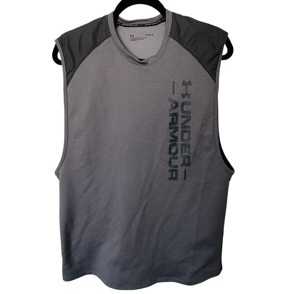 Under Armour Muscle‎ Tank Mens Large Grey Sleeveless Graphic Shirt Gym Workout
